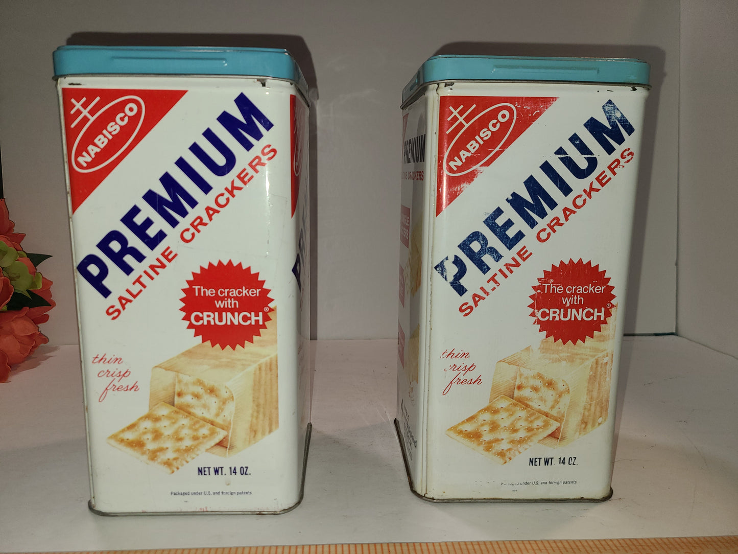 Vintage saltine cans