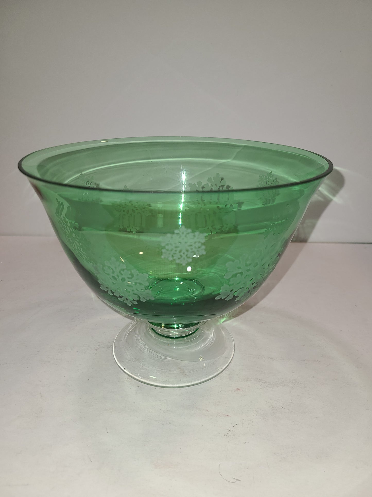 Vintage Green Bowl with Snowflakes
