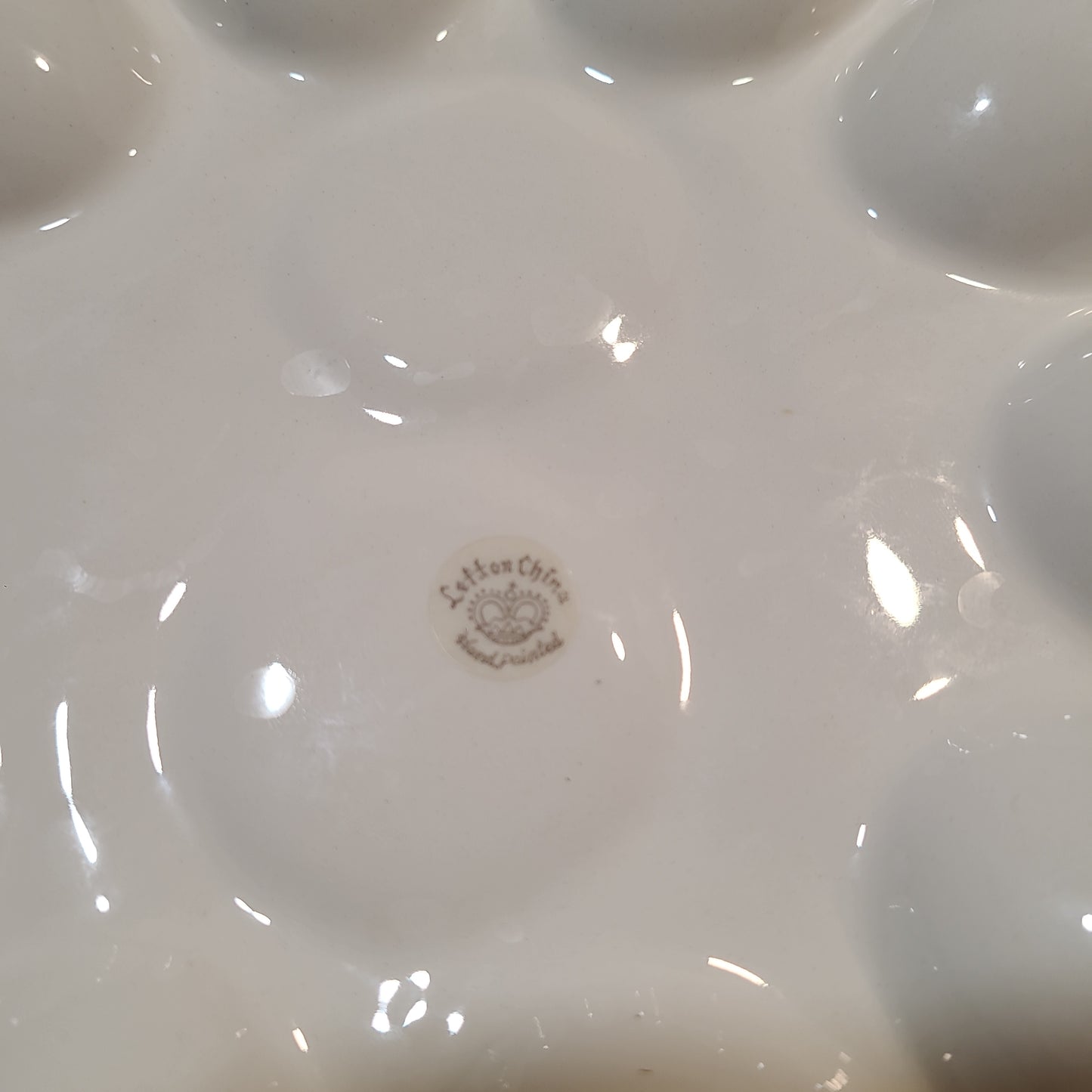 Vintage deviled egg platter with chick salt and pepper