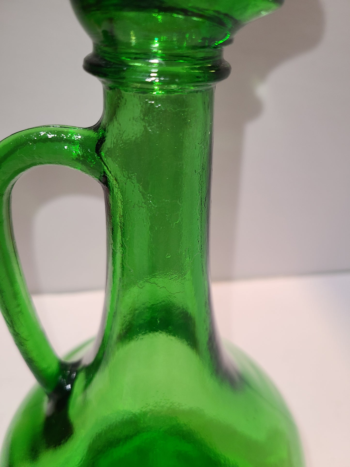 Vintage green glass decanter