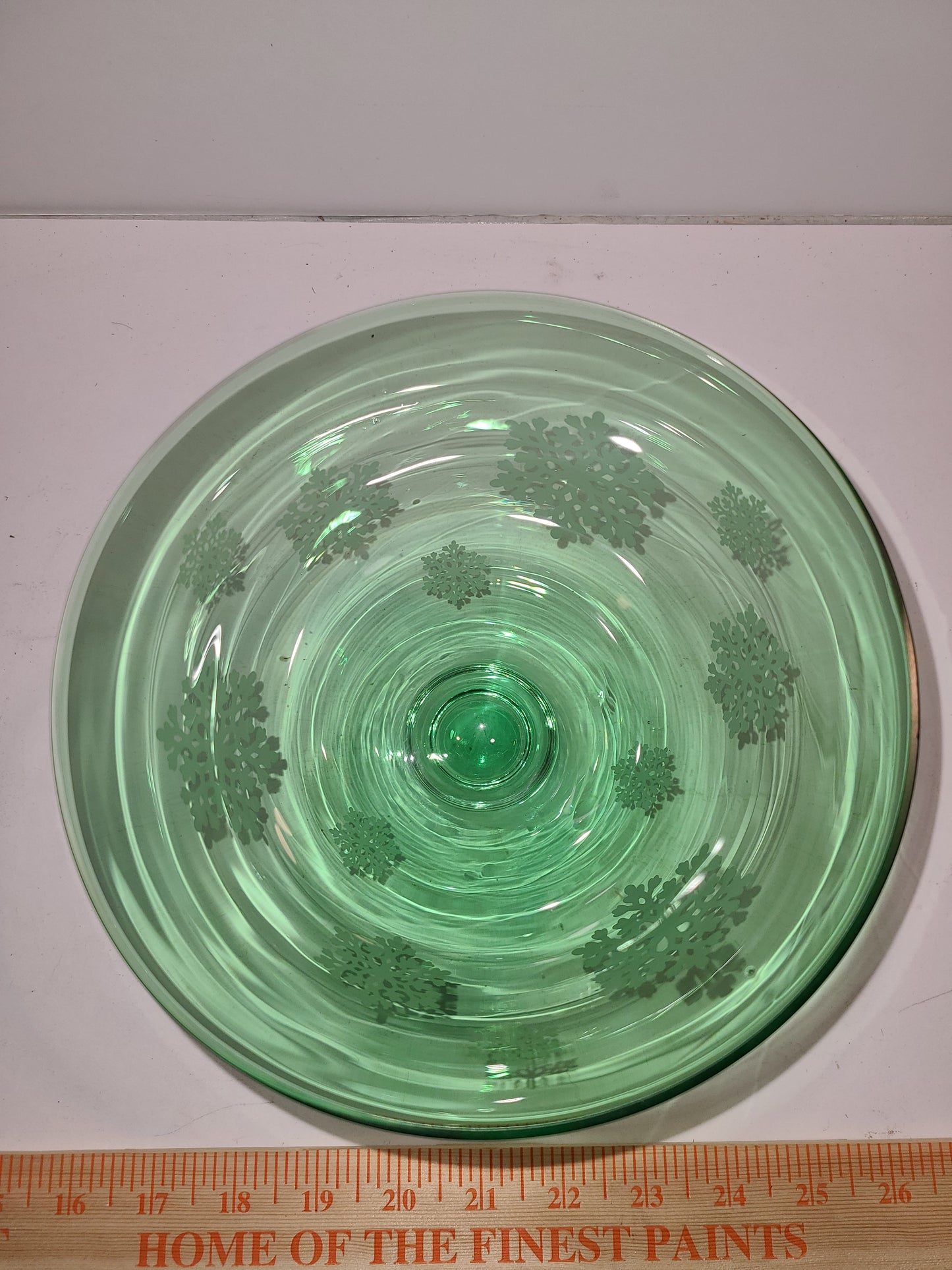 Vintage Green Bowl with Snowflakes
