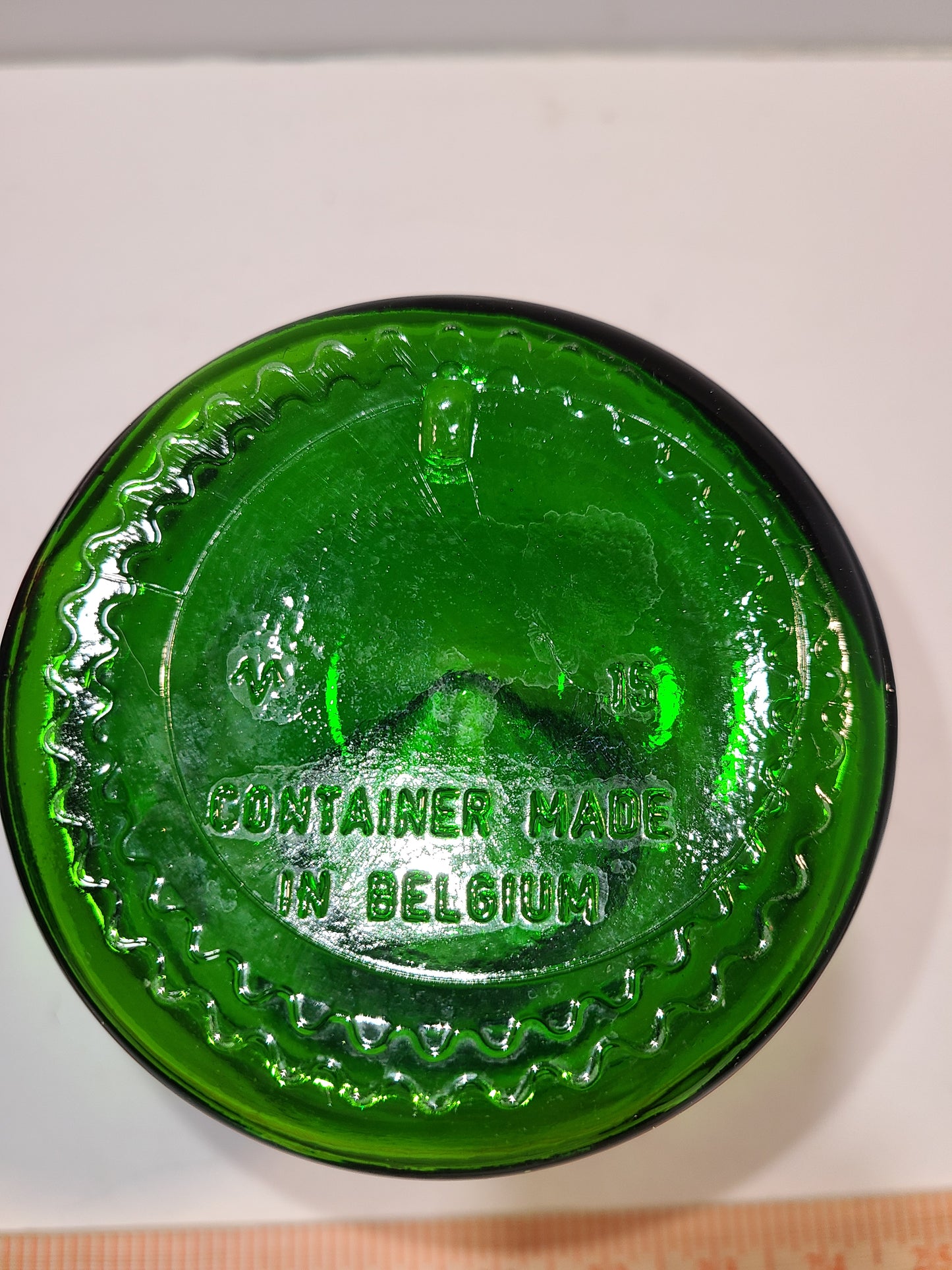 Vintage green glass container