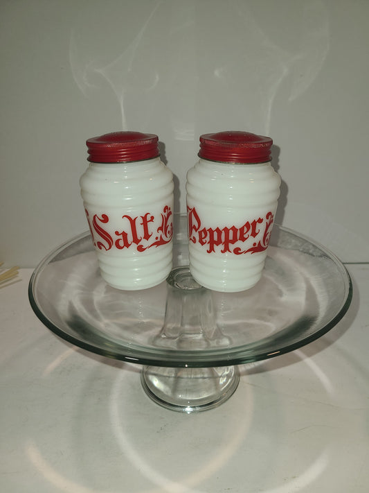 Vintage Milk Glass Salt and Pepper