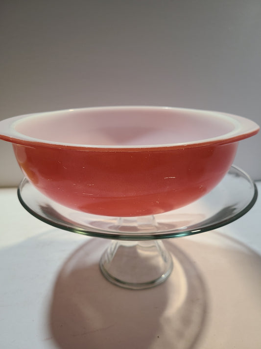 Vintage pink Pyrex casserole