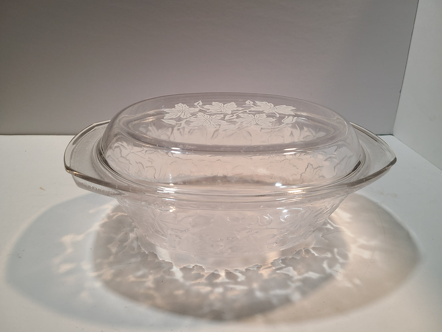 Etched Glass casserole serving dish