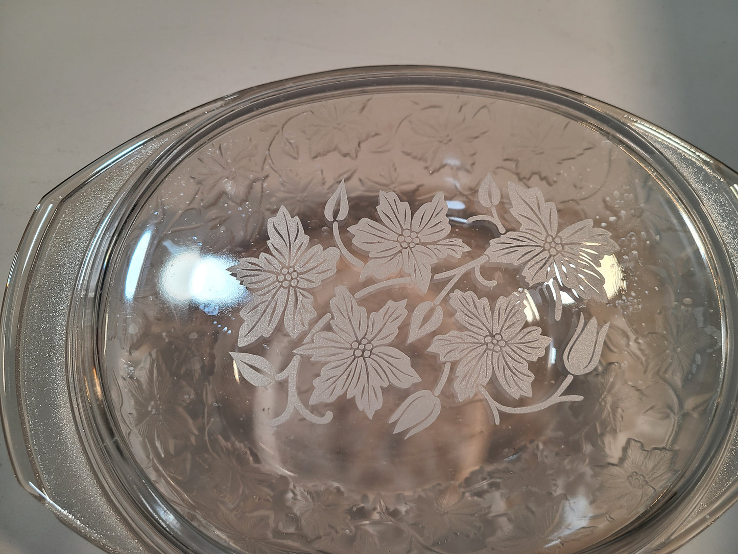 Etched Glass casserole serving dish