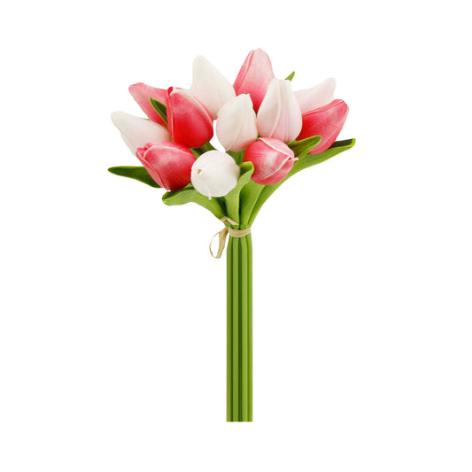 Angel Isabella 1 Dozen Real Touch Tulip Bud bouquet-13.25"